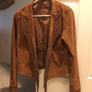 Leather fringe jacket
